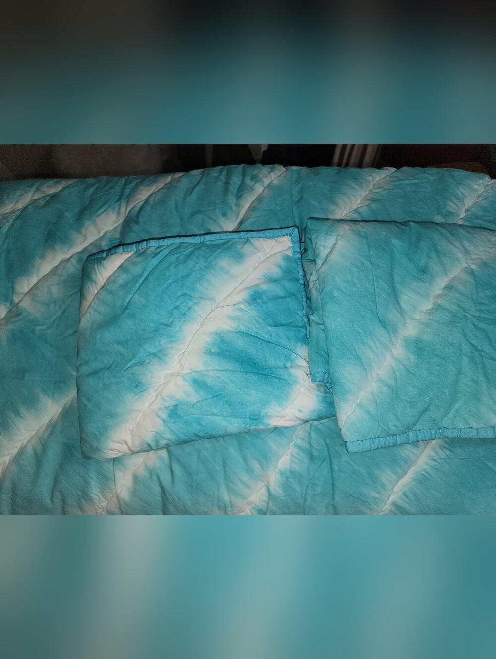 Pottery Barn Teen Turquoise Tie-Dye Quilted Comforter Set Cotton Twin Size